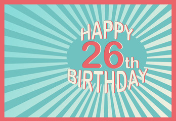 Happy 26th Birthday in cartoon style