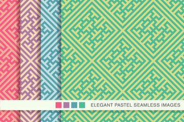 Seamless pastel background set Check Square Cross Tracery Frame