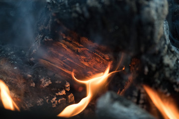 burning and smoking coals