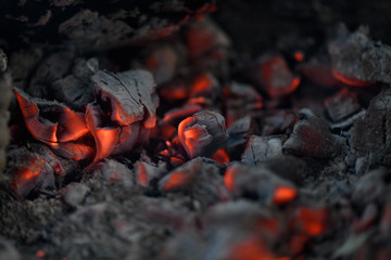 burning and smoking coals