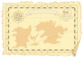 Fototapeta na wymiar Template of an old sea map. Vector illustration.