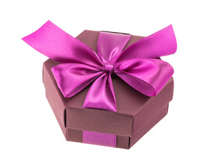 Hexagonal gift box with purple bow