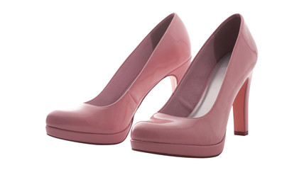 fashion female pink shoes with heels isolated.