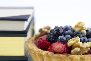 Healthy, smart eating shown in fresh fruit in baked crust