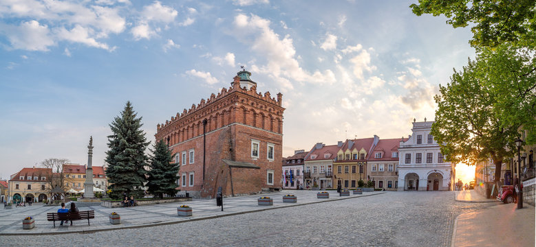 Panorama the market in Sandomierz 