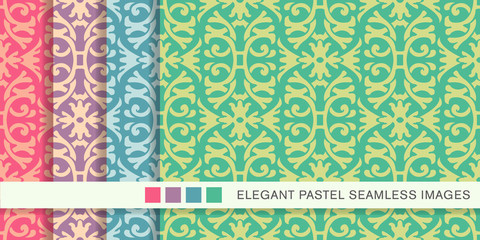 Seamless pastel background set Spiral Curve Cross Garden Frame Flower