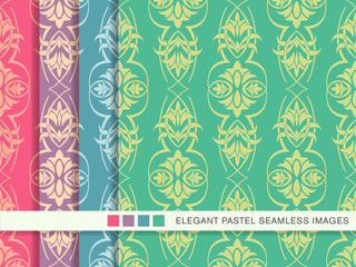 Seamless pastel background set Garden Curve Cross Vine Flower Leaf