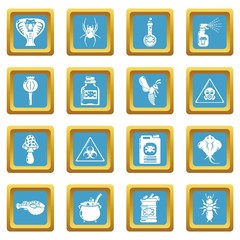 Poison danger toxic icons set sapphirine square vector
