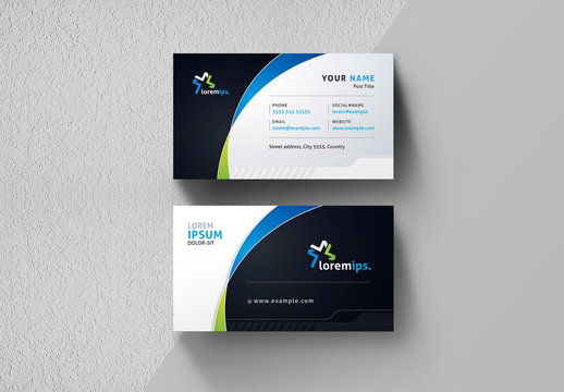 Business Card Layout with Gradient Curve Design