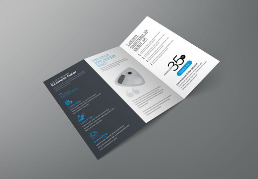 Trifold Brochure Layout with Blue and Gray Accents