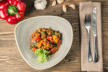 ragout of vegetables on a white plate