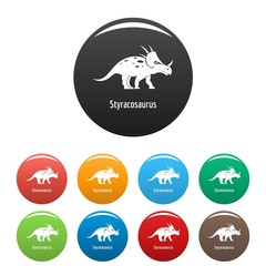 Styracosaurus icon. Simple illustration of styracosaurus vector icons set color isolated on white