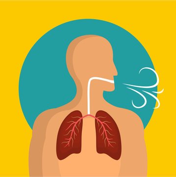 Breathing Lungs Icon. Flat Illustration Of Breathing Lungs Vector Icon For Web Design