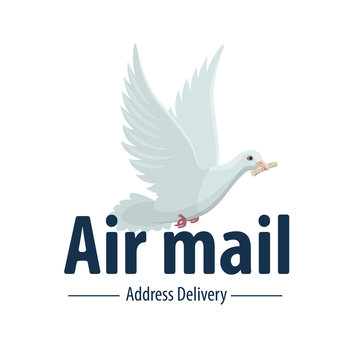 Dove bird air post mail delivery vector icon