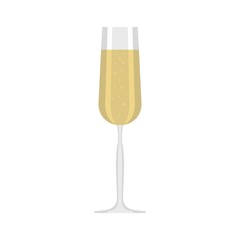 Glass of champagne icon. Flat illustration of glass of champagne vector icon for web