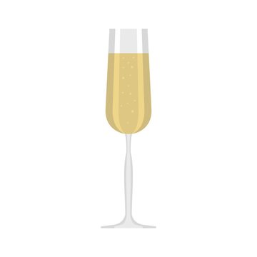 Glass of champagne icon. Flat illustration of glass of champagne vector icon for web
