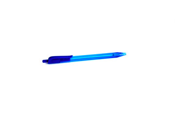 blue ballpoint pen on white background