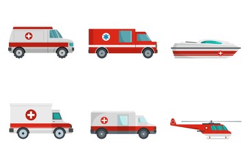 Ambulance transport banner concept set. Flat illustration of 3 ambulance transport vector banner horizontal concepts isolated on white