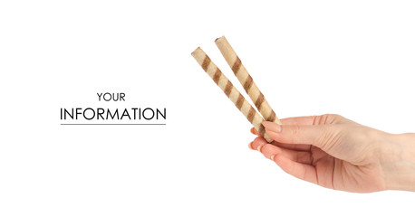 Waffle sticks tubes in hand pattern