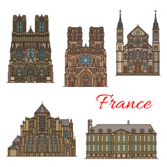 France travel landmarks vector buildings icons