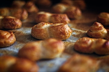 Delicious and tasty chocolate palm. Freshly baked sweet.