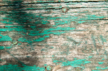 Obraz premium wood, old, board, cracks, paint, blue, green, peeled, shadow play
