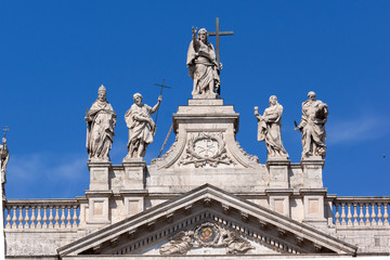 Fototapeta na wymiar Architectural detail of Basilica of San Giovanni in Laterano (Basilica di San Giovanni in Laterano) in city of Rome, Italy