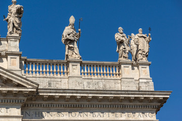 Fototapeta na wymiar Architectural detail of Basilica of San Giovanni in Laterano (Basilica di San Giovanni in Laterano) in city of Rome, Italy
