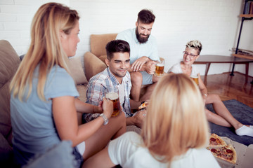 Fototapeta premium Group of friends toast with beer