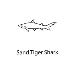 sand tiger shark icon. Element of marine life for mobile concept and web apps. Thin line sand tiger shark icon can be used for web and mobile. Premium icon