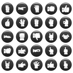 Gesture icons set. Simple illustration of 25 gesture vector icons black isolated