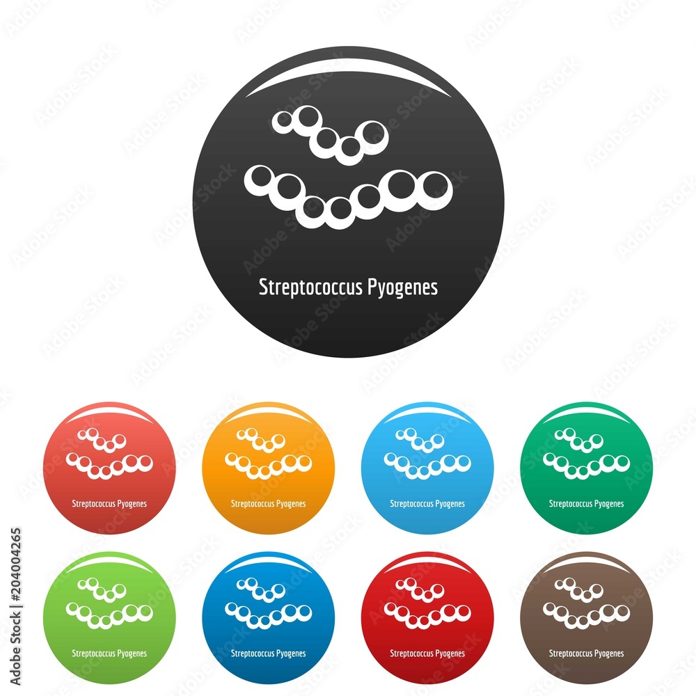 Aufkleber streptococcus pyogenes icon. simple illustration of streptococcus pyogenes vector icons set color is
