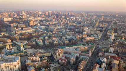 Fototapeta na wymiar Sophia Tower and square, city center and Olympic Stadium in the city of Kiev