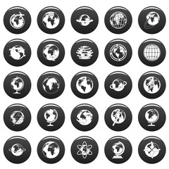 Globe Earth icons set. Simple illustration of 25 Globe Earth vector icons black isolated