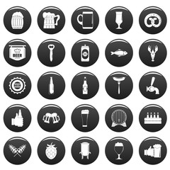 Beer icons set. Simple illustration of 25 beer vector icons black isolated