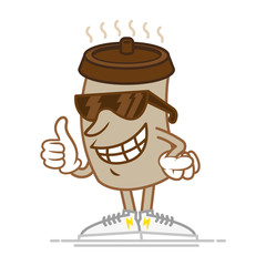 Happy paper cup with coffee 