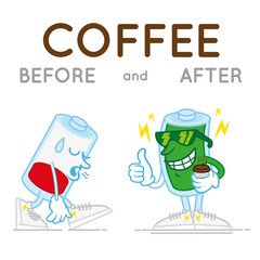batteri before and after coffe