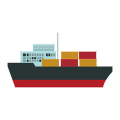 Freigther ship with containers vector illustration graphic design