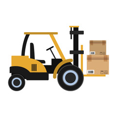 Forklift with boxes vector illustration graphic design
