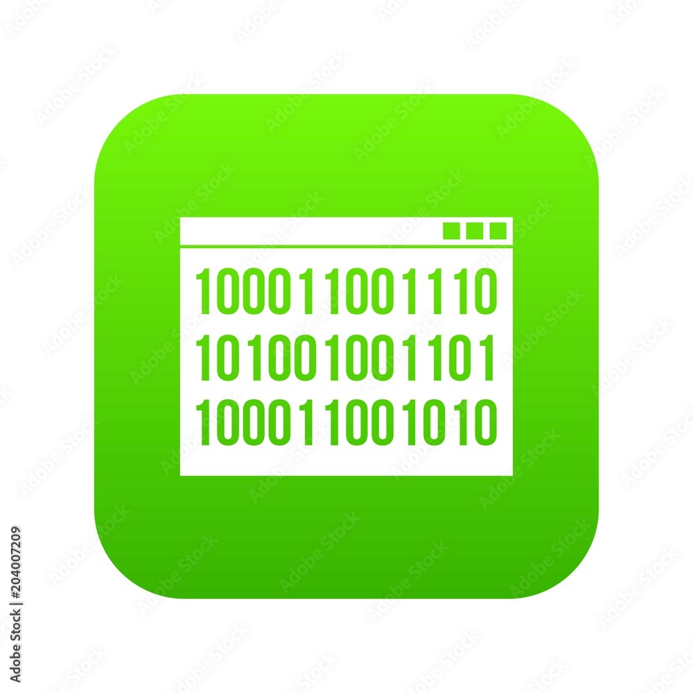 Poster binary code icon digital green