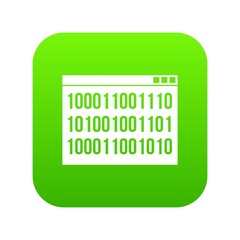 Binary code icon digital green