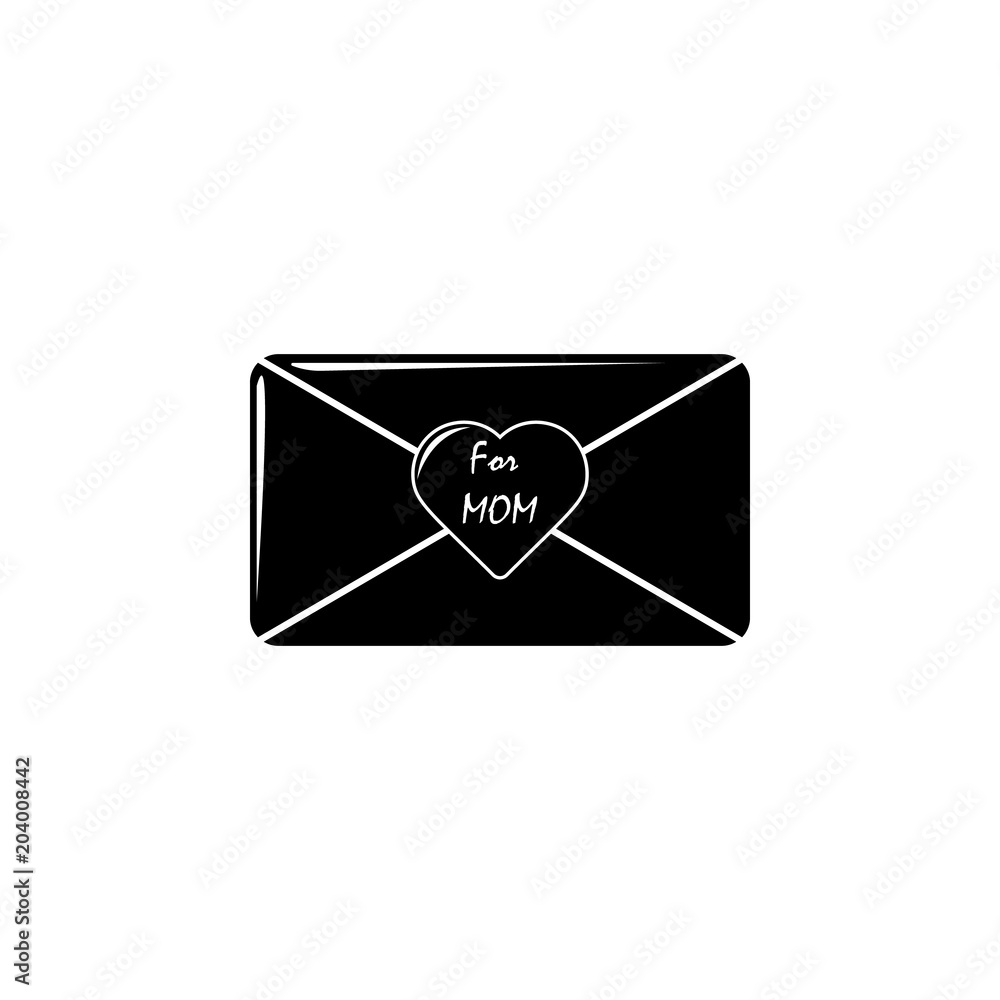 Poster envelope for mother icon. element of mother day for mobile concept and web apps. isolated envelope f