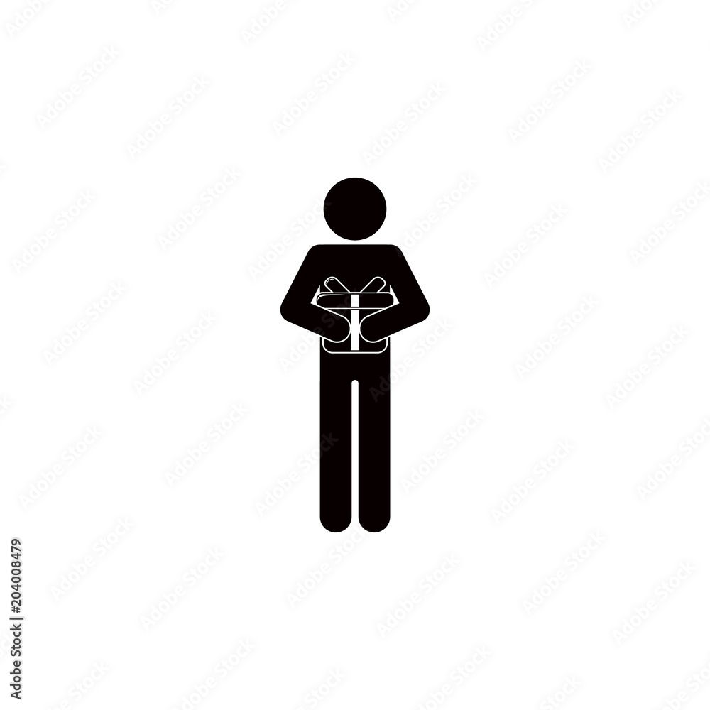 Poster child with gift in hands icon. element of mother day for mobile concept and web apps. isolated child