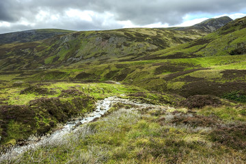 Fototapeta na wymiar Scottish landscape. Cairngorm Mountains in Royal Deeside. Braemar, Aberdeenshire, Scotland, United Kingdom.