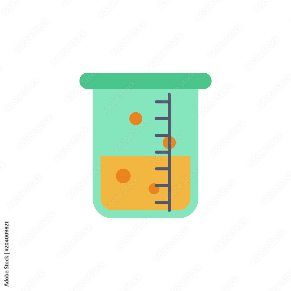 Poster colored tube with liquid level icon. element of science and laboratory for mobile concept and web ap