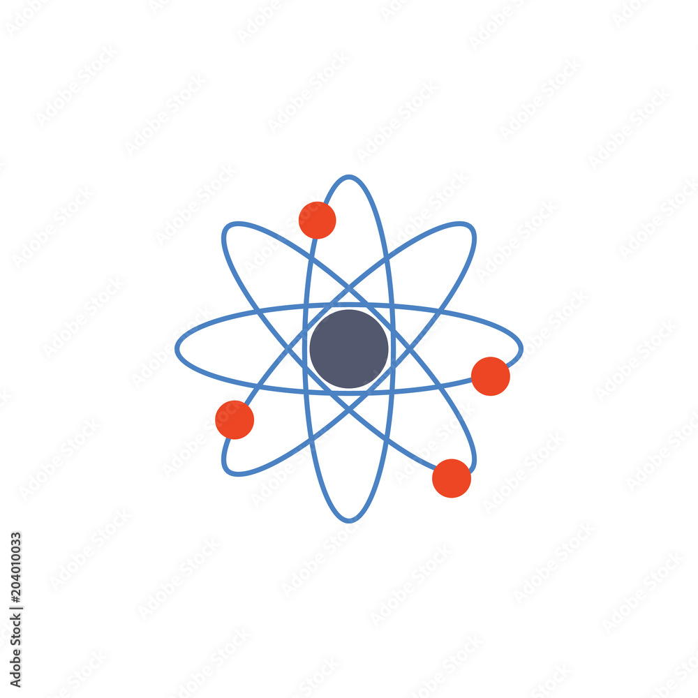 Poster colored atoms icon. element of science and laboratory for mobile concept and web apps. detailed atom
