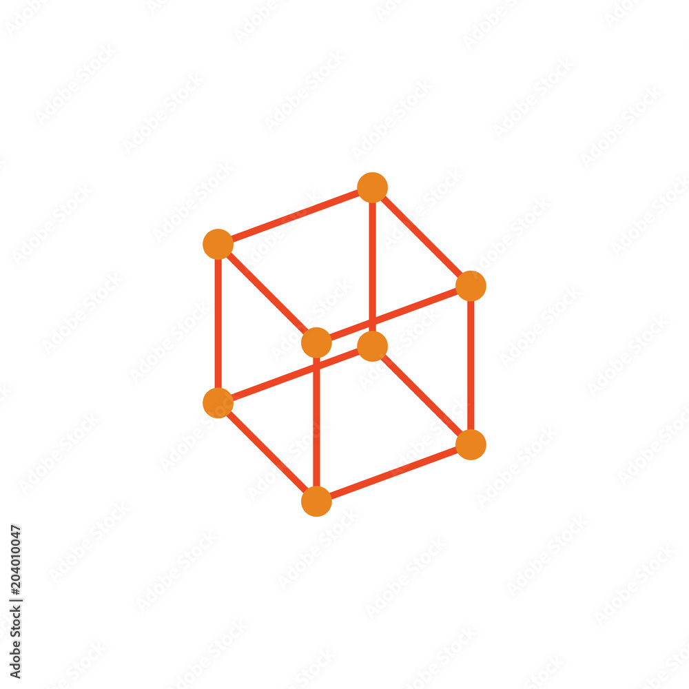 Poster colored connected lines in a cube icon. element of science and laboratory for mobile concept and web
