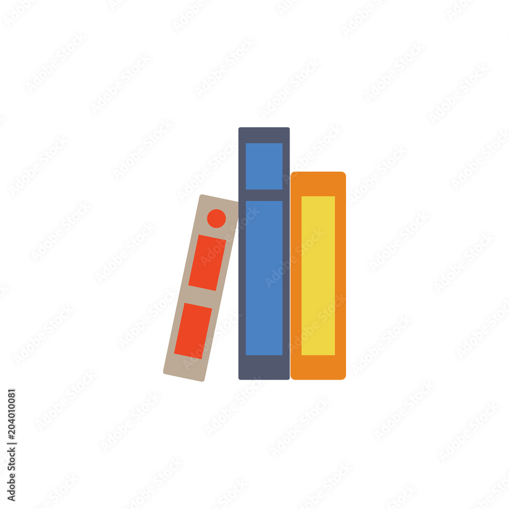Poster colored books icon. element of science and laboratory for mobile concept and web apps. detailed book