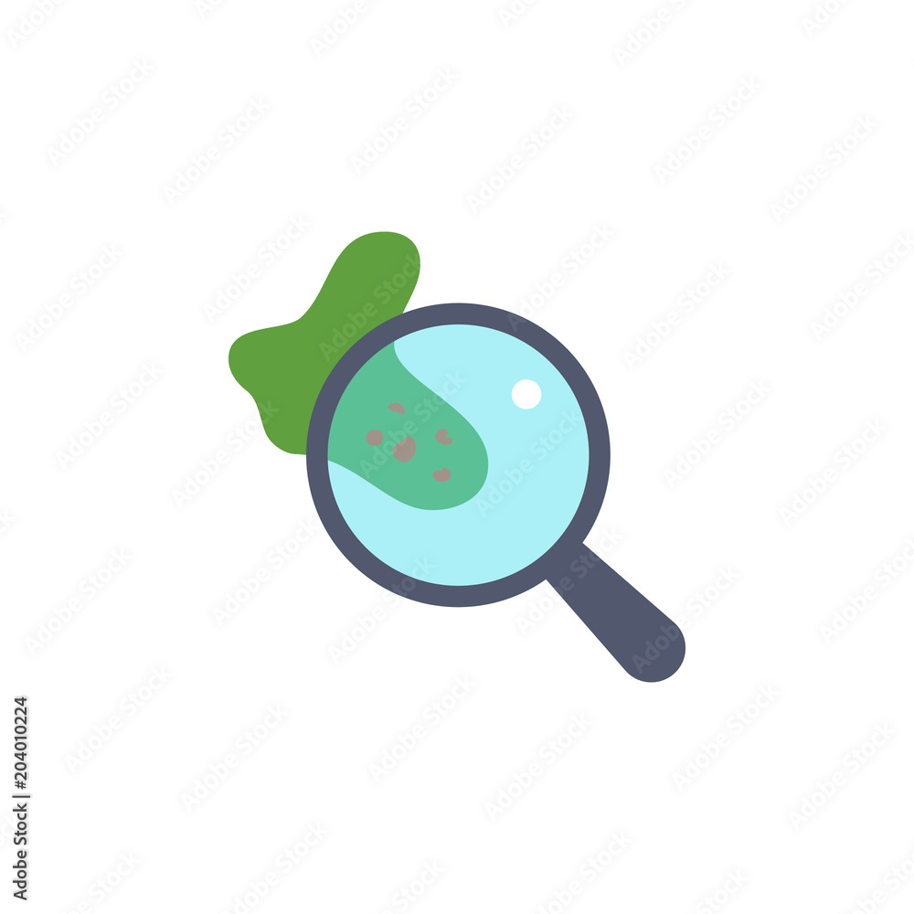 Poster colored magnifier and microbes icon. element of science and laboratory for mobile concept and web ap