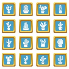 Cactus icons set sapphirine square vector